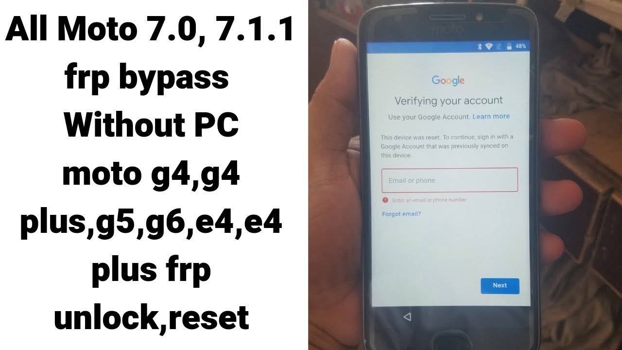 All Moto 7.0, 7.1.1 moto g4,g4 plus,g5,g6,e4,e4 plus frp bypass Without PC  | mobile cell phone