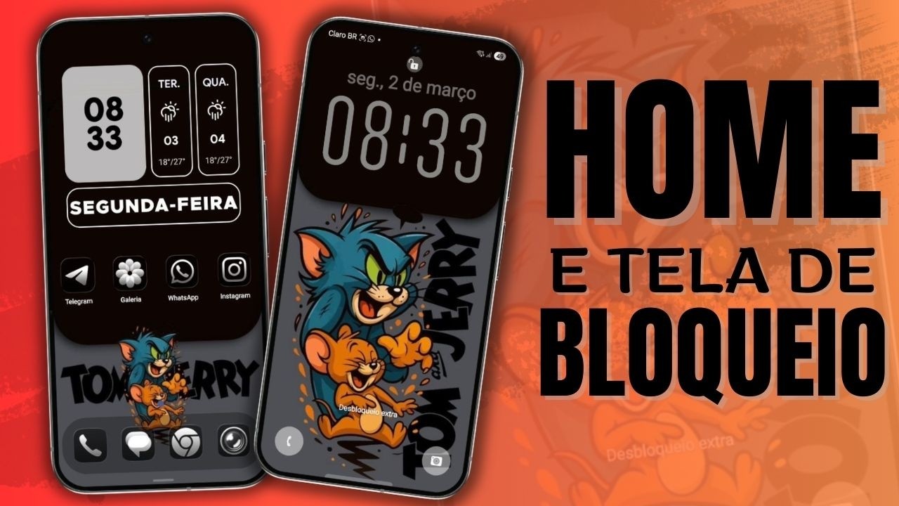 Personalização COMPLETA! Tom e Jarry Home e Tela de bloqueio para qualquer Android!