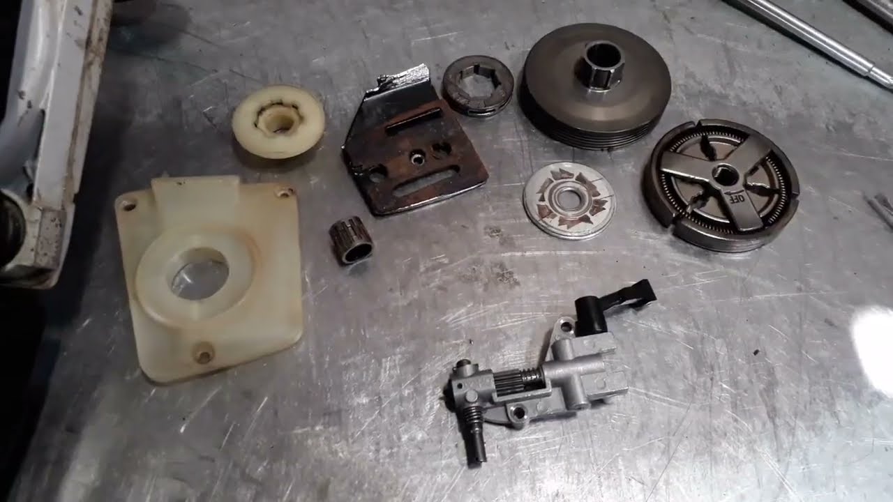 troca da bomba de óleo motosserra toyama oil pump chainsaw #fy