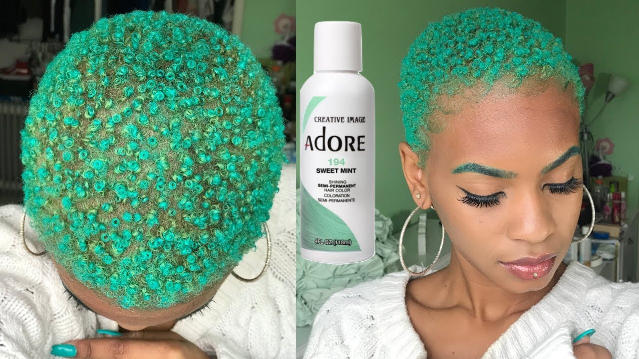 Mint Green Color on Natural Hair - Adore Sweet Mint 194