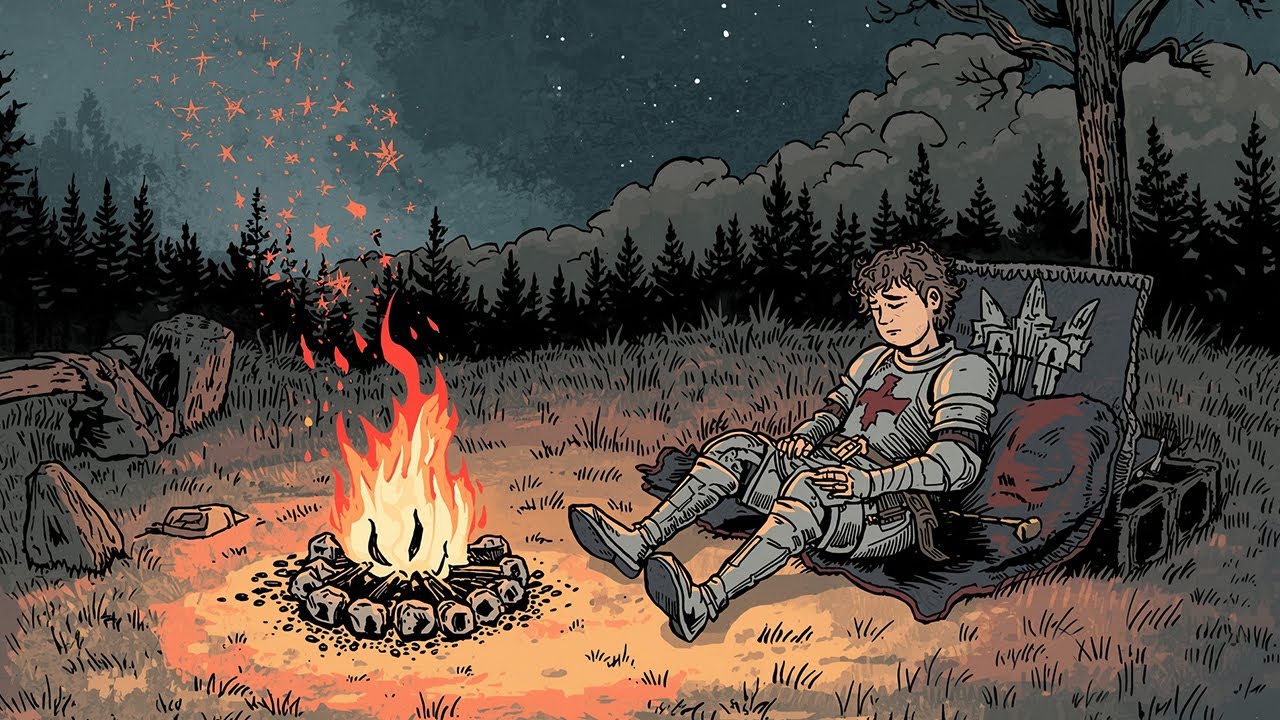 Medieval Fantasy Music for Focus & Calm | Young Knight Resting by a Warm Campfire