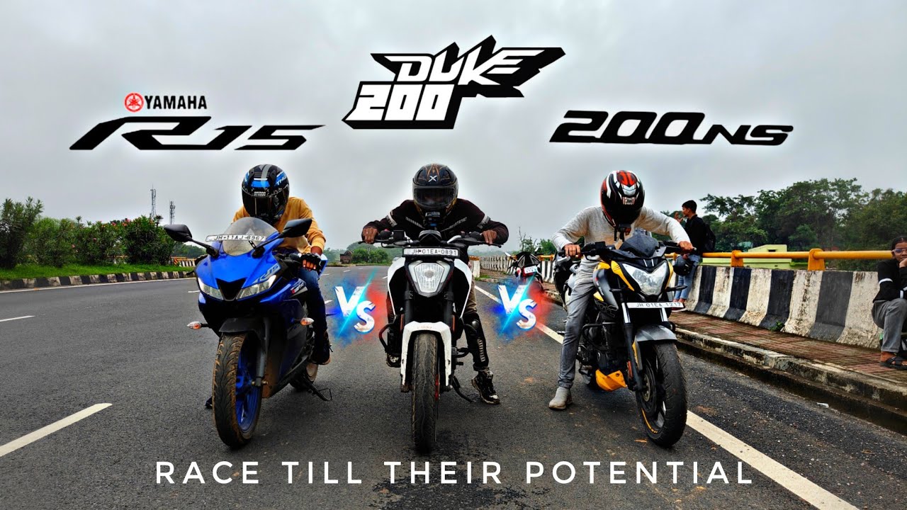 NS200 Vs DUKE 200 Vs R15 V3 | Top End Race | Amazing Results 🔥