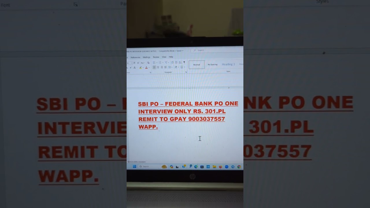 SBI PO FEDERAL PO ONE INTERVIEW ONLY RS301 GPAY 9003037557, WAPP