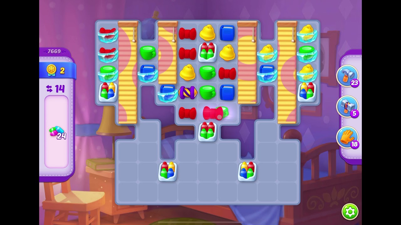 HomeScapes Level 7669 no boosters (15 moves)