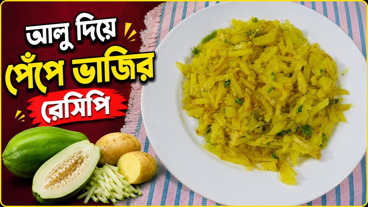Potato with Papaya Recipe | আলু দিয়ে পেঁপে ভাজির রেসিপি | Papaya bhaji recipe | Pepe bhaji recipe