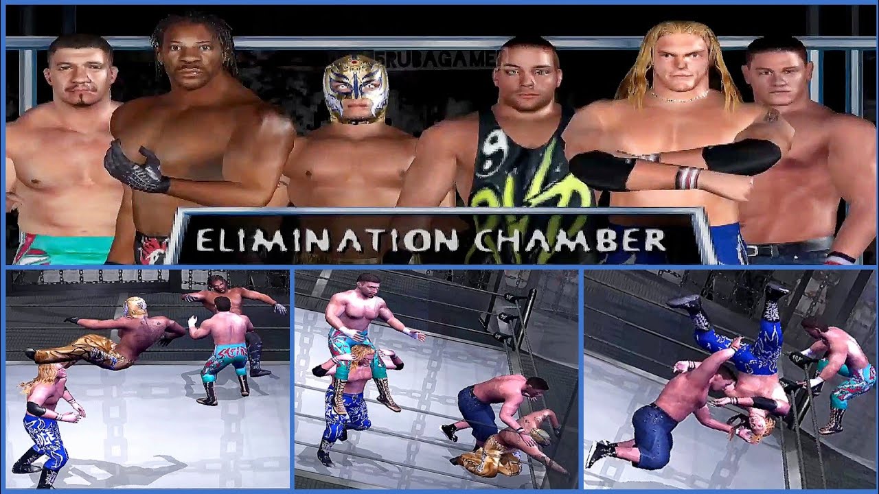 Eddie Guerrero Vs Booker T vs Rey Mysterio vs RVD vs Edge vs Johncena Elimination chamber  WWE HCTP