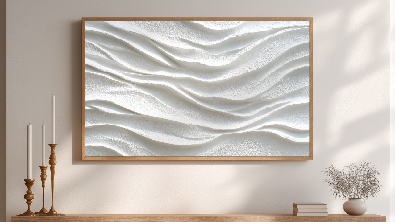 Frame TV Art: Modern White Waves Background | 4K Screensaver