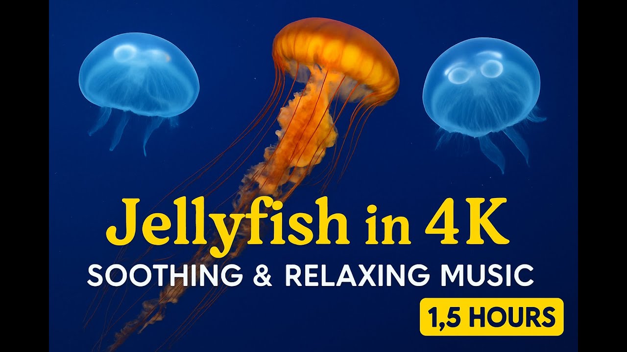 Jellyfish in 4K HDR | 1.5 Hours of Relaxing Piano Music & Stunning Underwater Visuals