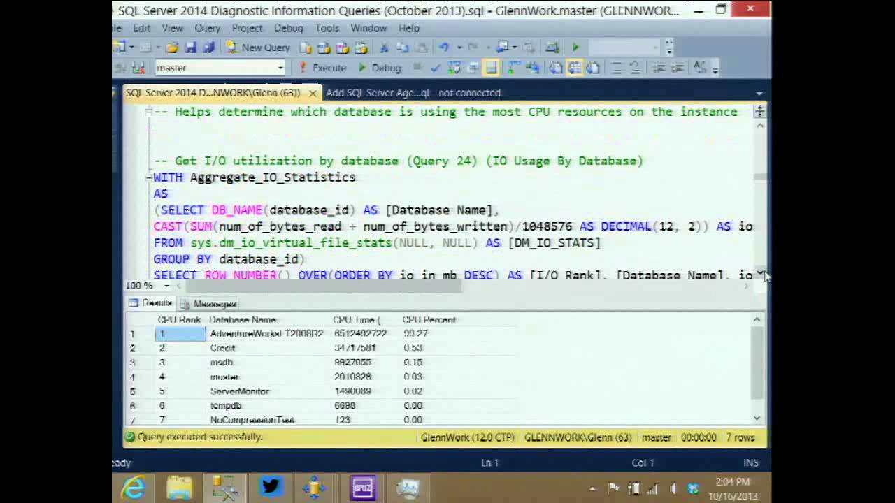 SESSION: Professor DMV: How to Use DMVs to Diagnose Performance Issues (Glenn Berry)