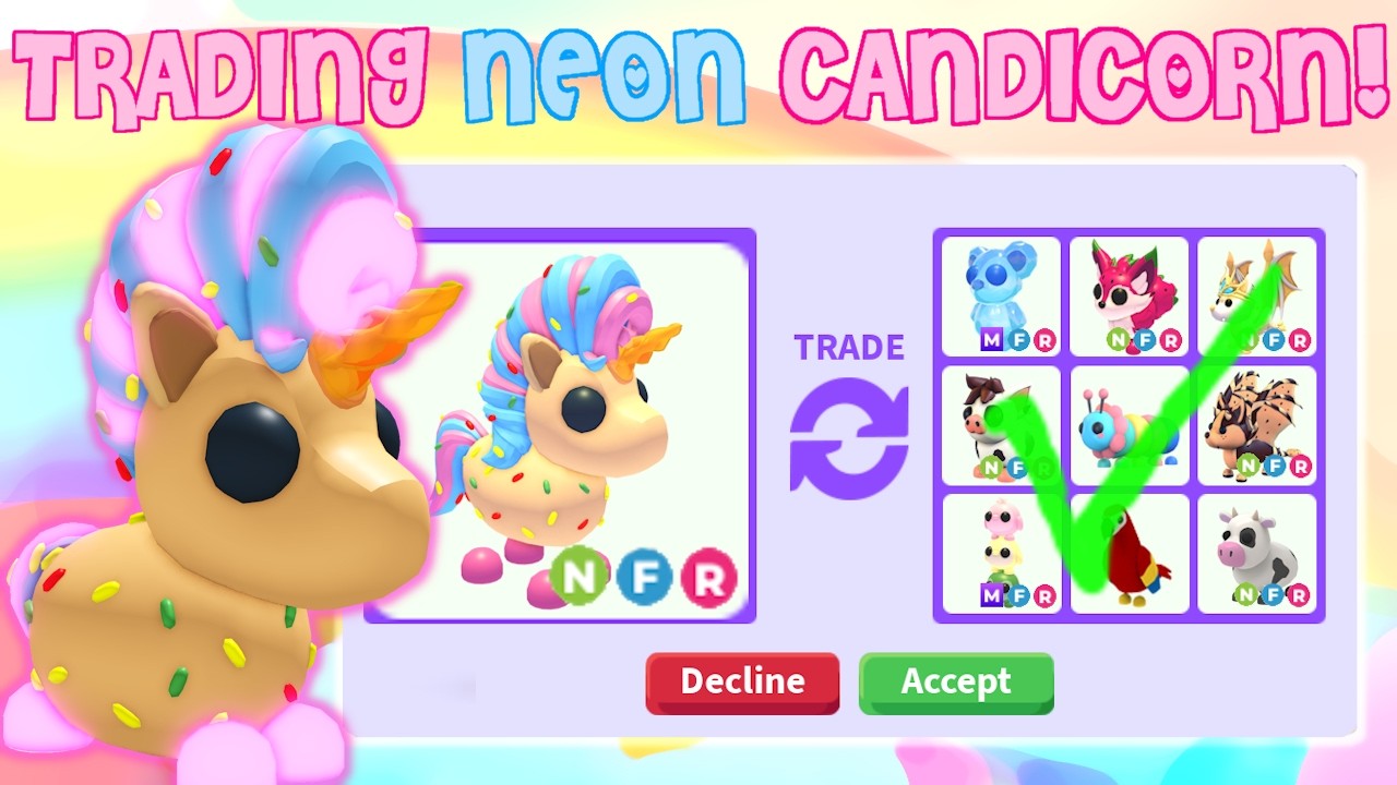 Trading NEON Candicorn! | Adopt Me Sugarfest Update Roblox | Riivv3r
