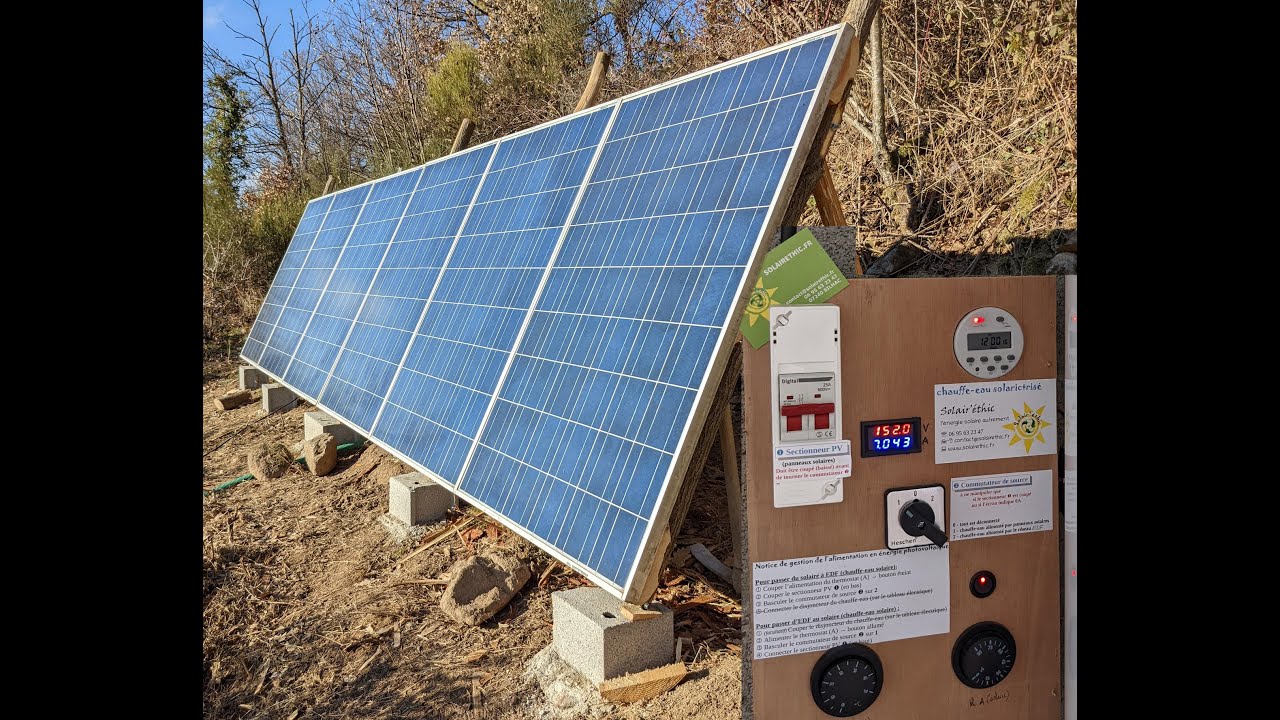 Conversion d'un chauffe-eau en solaire photovoltaïque low-tech éthique (démo complète)