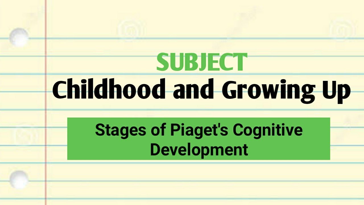 Piaget's Cognitive Development Theory || Stages of Cognitive Development ||