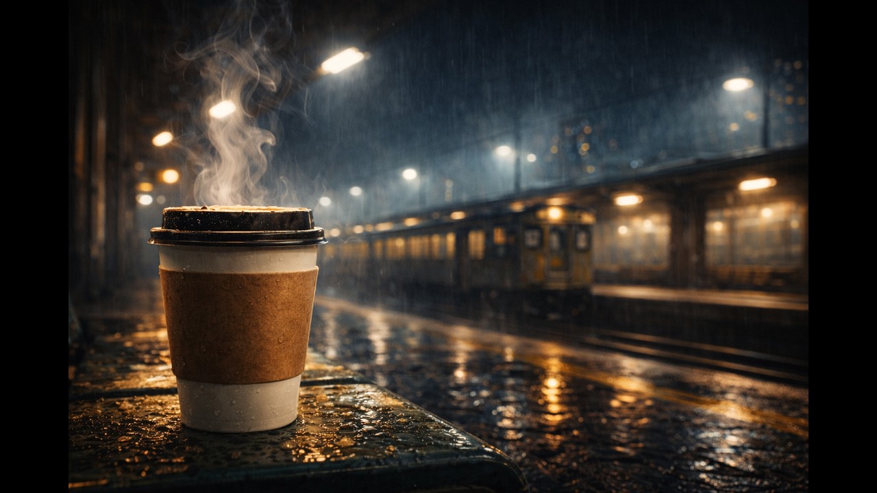 3:00 AM Empty Train Station 🌧️ Rainy Night Ambience for Deep Sleep