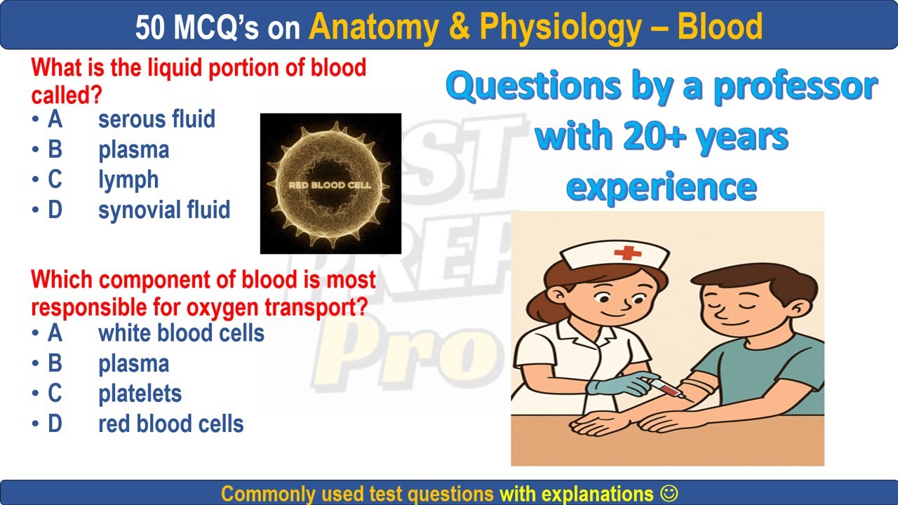 50 Blood practice questions by professor | #blood | #cardiovascularsystem | #cardiovascular