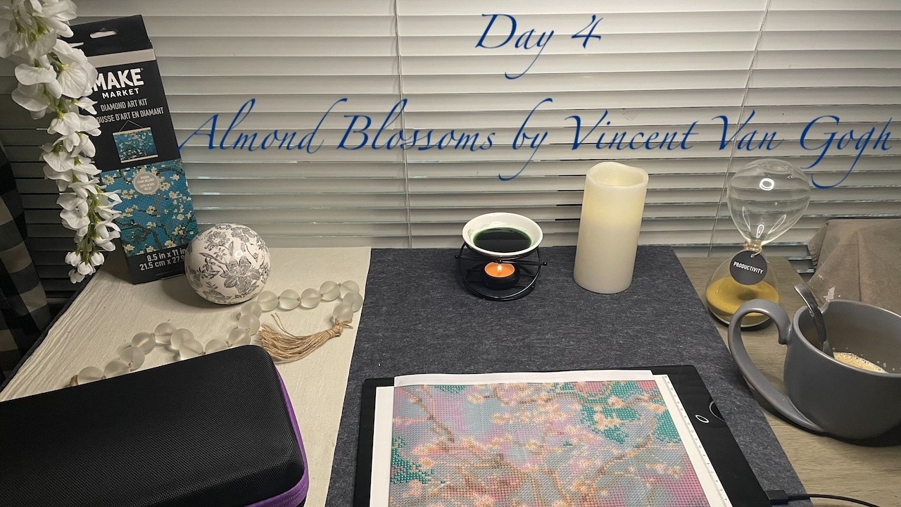 Day 4 - Almond Blossoms by Vincent Van Gogh - Diamond Painting Series - Handicraft