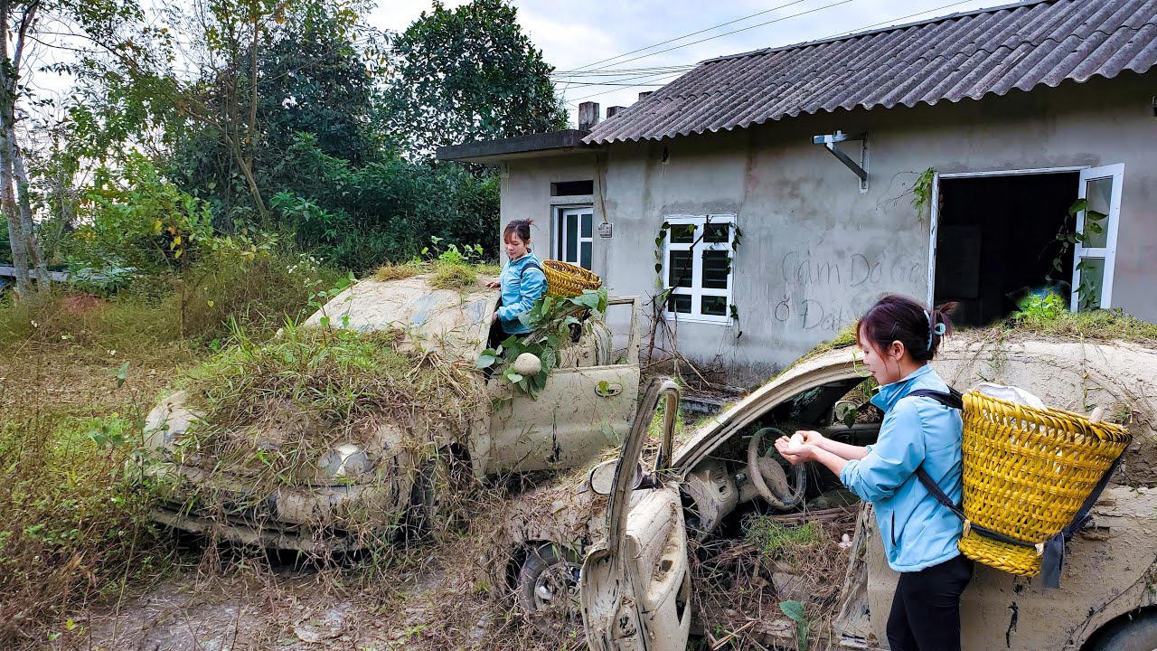 A girl finds a car covered in mud and weeds next to an abandoned house what will she do with it?