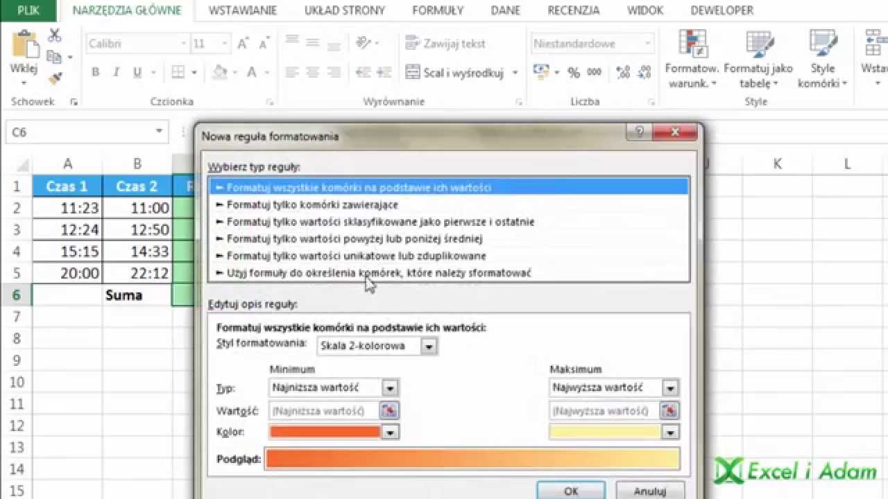 Excel - Sumowanie i pokazywanie dodatnich i ujemnych wartości czasu - porada #259