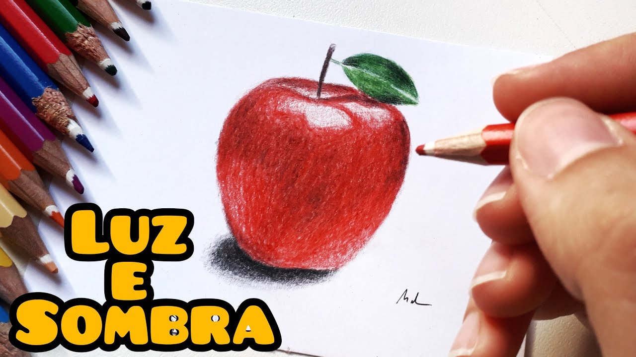 COMO FAZER DESENHO REALISTA com LÁPIS DE COR ESCOLAR – Exercício de Luz e Sombra – Passo a passo