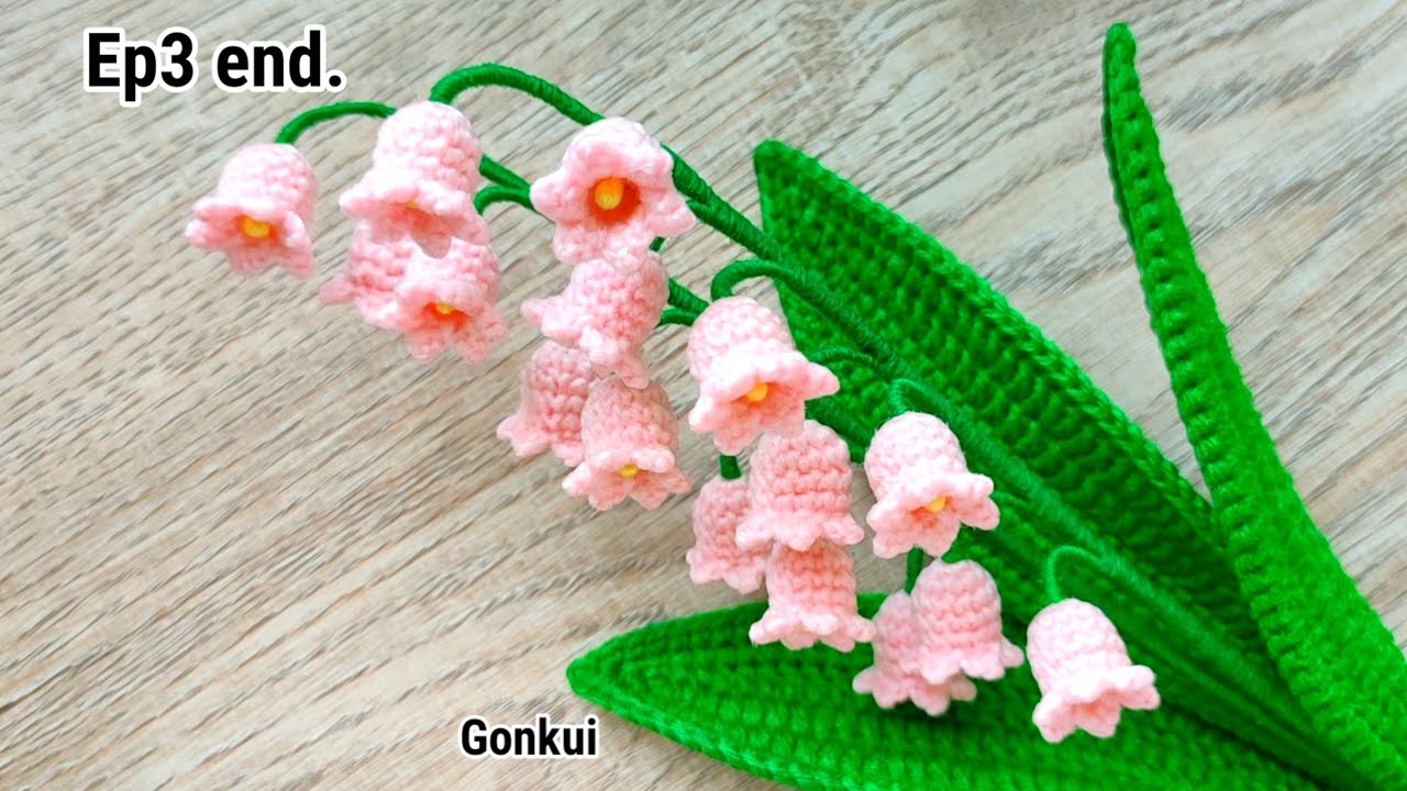 Ep3 end. Assembly💕 Easy Crochet Lily of the Valley Pink flower Tutorial step by step #crochetflower