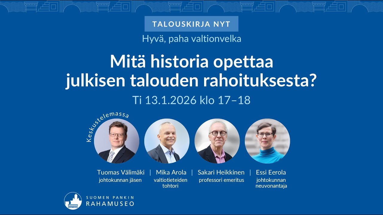 13.01.2026 Talouskirja nyt: Mitä historia opettaa julkisen talouden rahoituksesta?