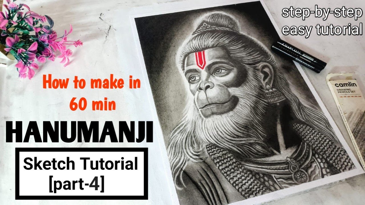 How to make Hanumanji sketch under 60min [Part-4] #hanuman jii #art #drawing #tutorial #sketch 