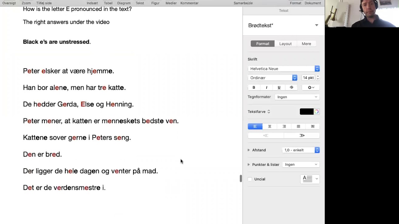Exercise: How to pronounce the letter  'E' in Danish