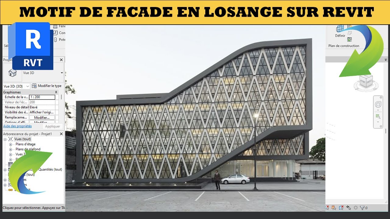 Motif de façade en losange sur revit
