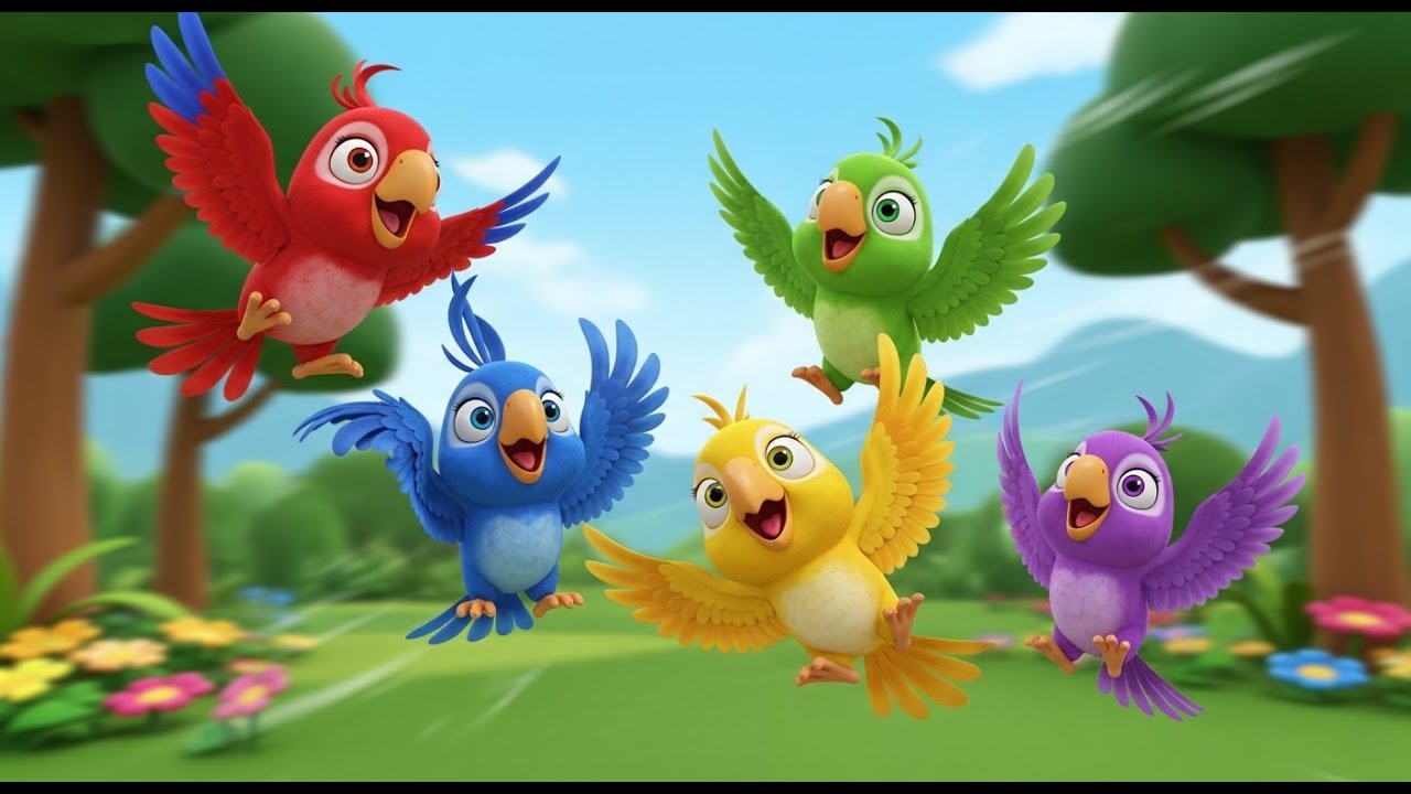 Five Little Parrot Babies Squawk Squawk | Fun Jungle Bird Song for Kids