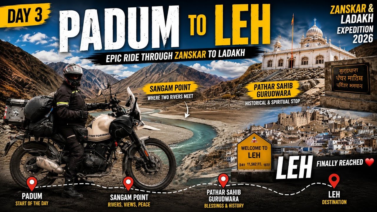 Padum To Leh Via Sangam Point & Pathar Sahib Gurudwara | Zanskar & Ladakh Ride 2026