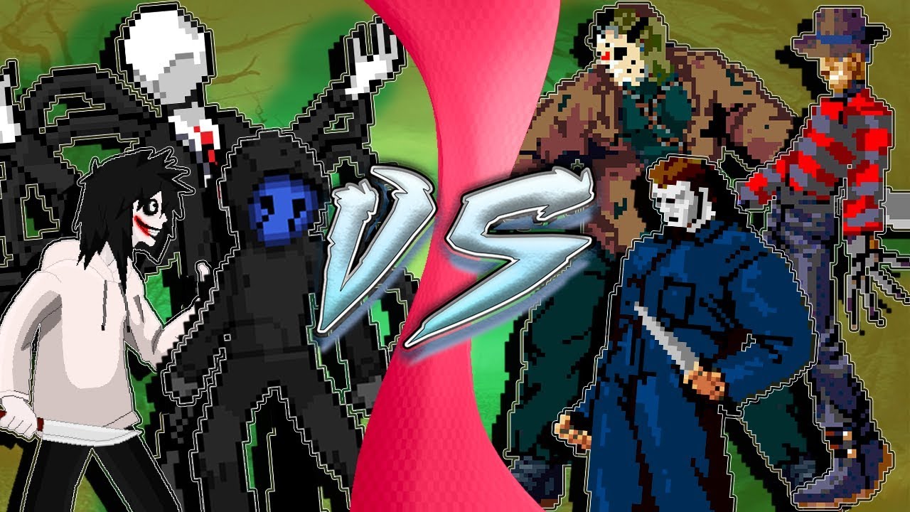 CREEPYPASTA vs SLASHERS! (Jeff, Jack, SlenderMan vs Jason, Freddy, Michael Myers) CARTOON FIGHT CLUB