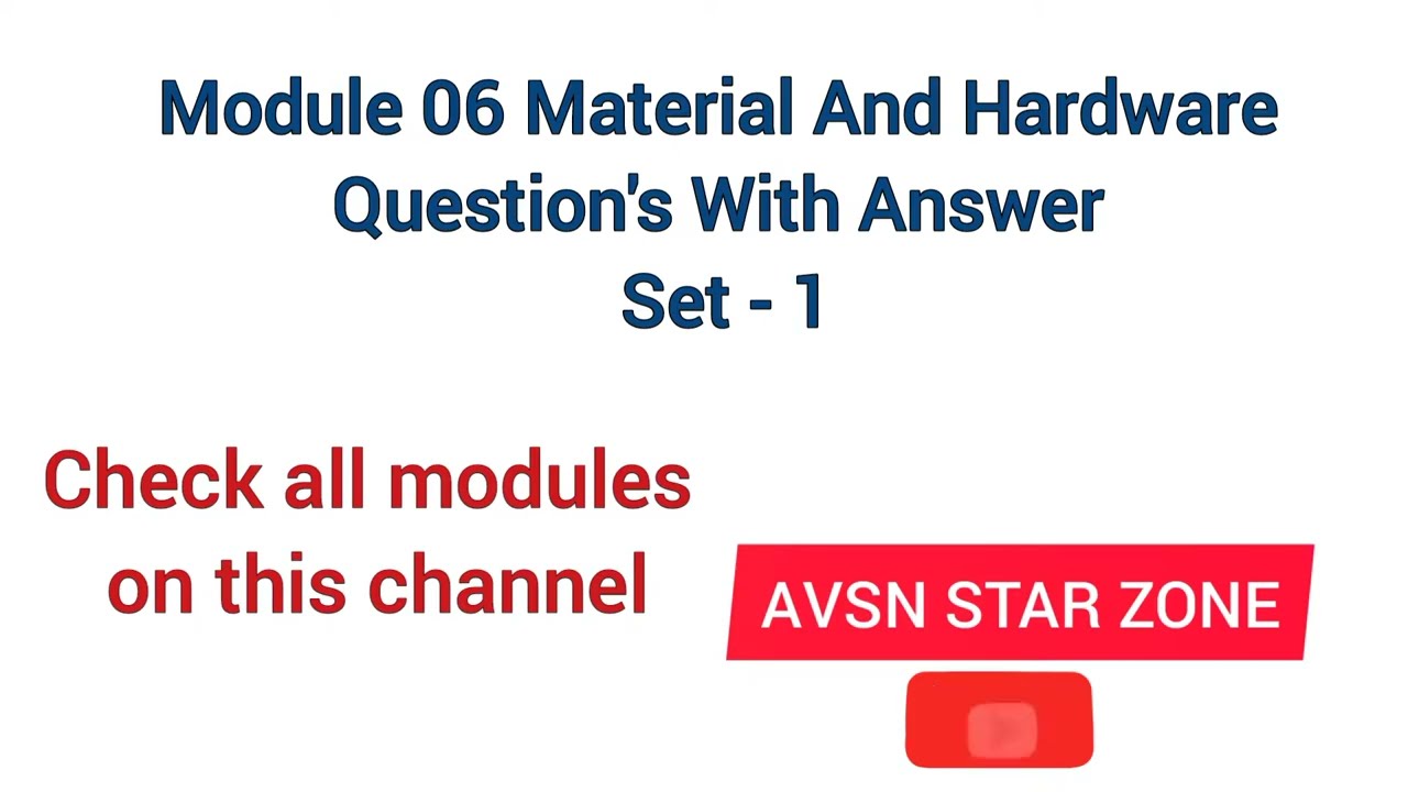 Material and Hardware Question Bank Part 1 | Module 06 (EASA DGCA CAA exam question)