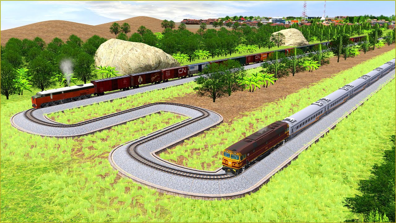 Trains vs Sharp Bends Railroad Tracks #1 | Trainz Simulator 2019 | indianfuntrain
