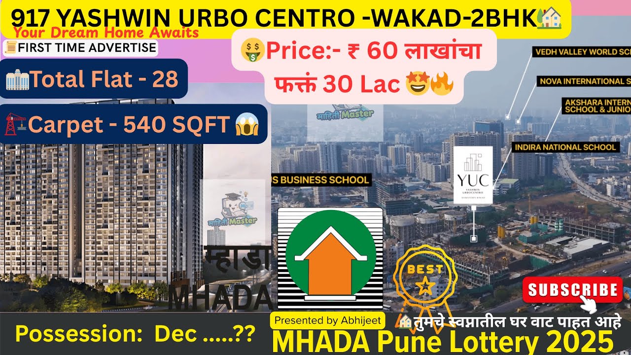 917 YASHWIN URBO CENTRO 2BHK #wakad Mhada Pune Lottery Scheme #mhada #pune #vj #marathi #realestate