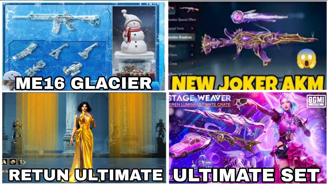 🔴 BGMI 4.3 ULTIMATE SET 3D LOOK NEW JOKER AKM 🃏  RETUN ULTIMATE SET FREE VOUCHER DATE M416 GLACIER 👍