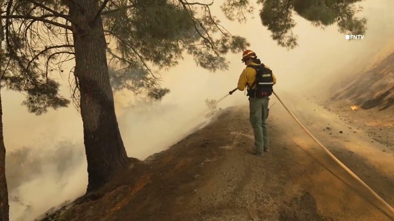 Fire Tornado as  Wildfire Spreads, Palisades Fire at Westridge Road - BRENTWOOD Los Angeles