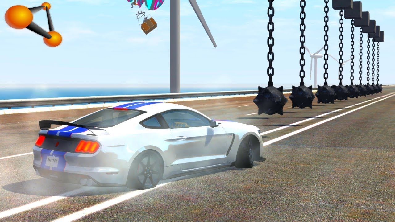 BeamNG.drive - Giant Mace Against Cars