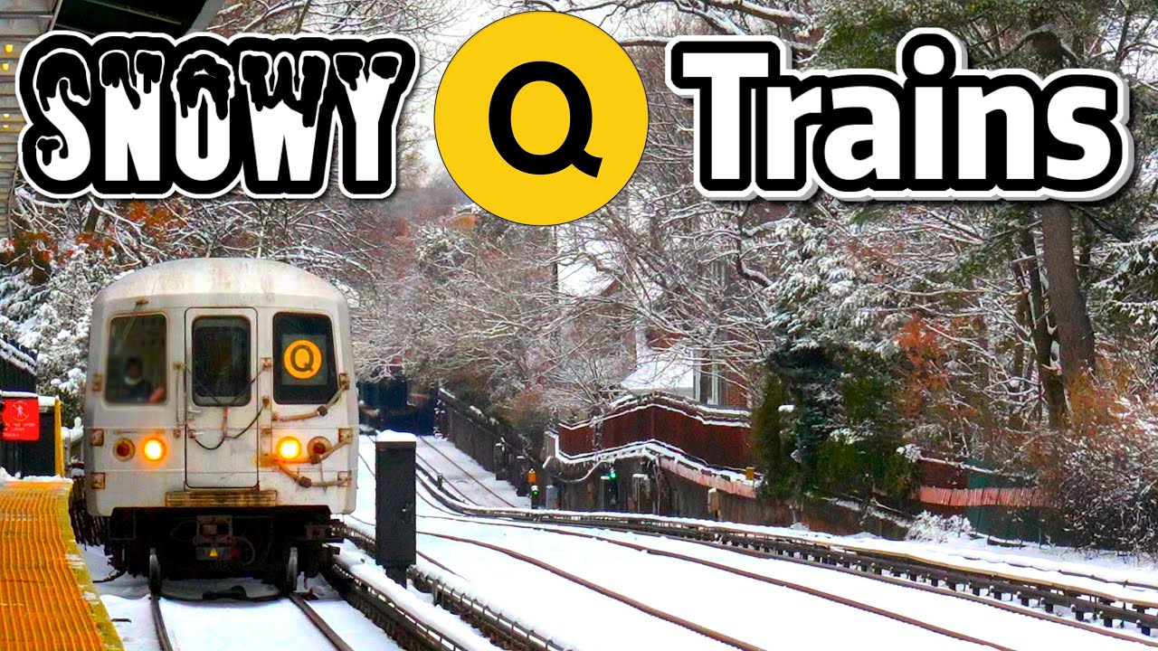 ⁴ᴷ⁶⁰ NYC Subway Q Trains in the Snow in Brooklyn!