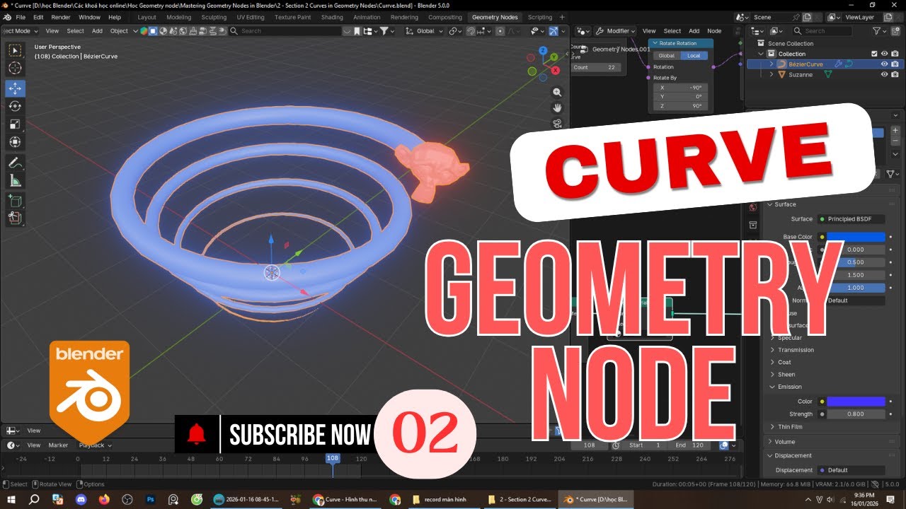 02 – Learn Curves: Instance on Points & Delete Geometry in Blender Geometry Nodes