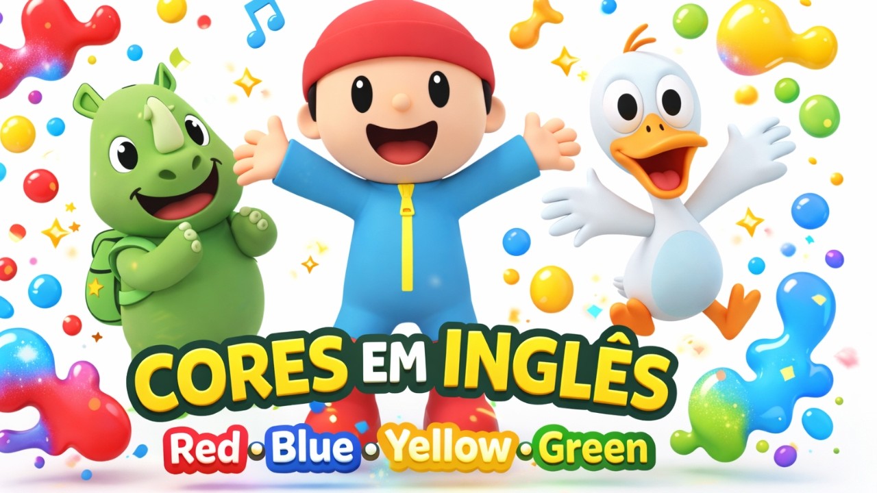 Aprenda as CORES em Inglês Cantando 🎨 | Red Blue Yellow Green | Música Infantil Educativa 4K