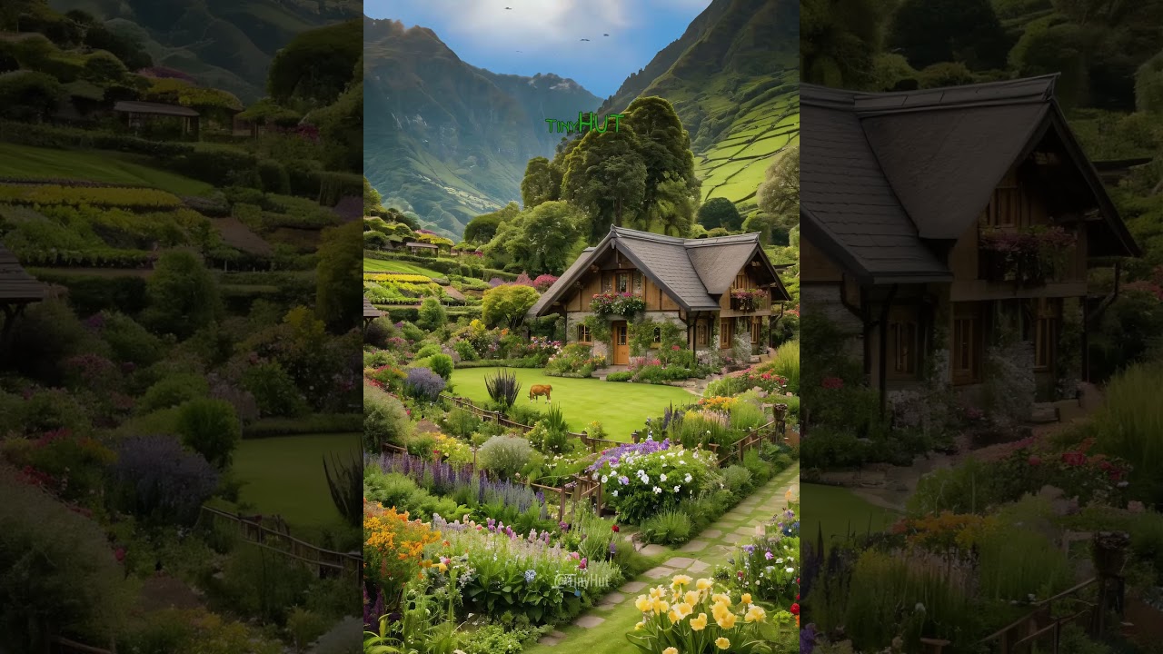 Mountain Magic: A Visual Symphony of Cottage Gardens and Peaks 🎶🌷