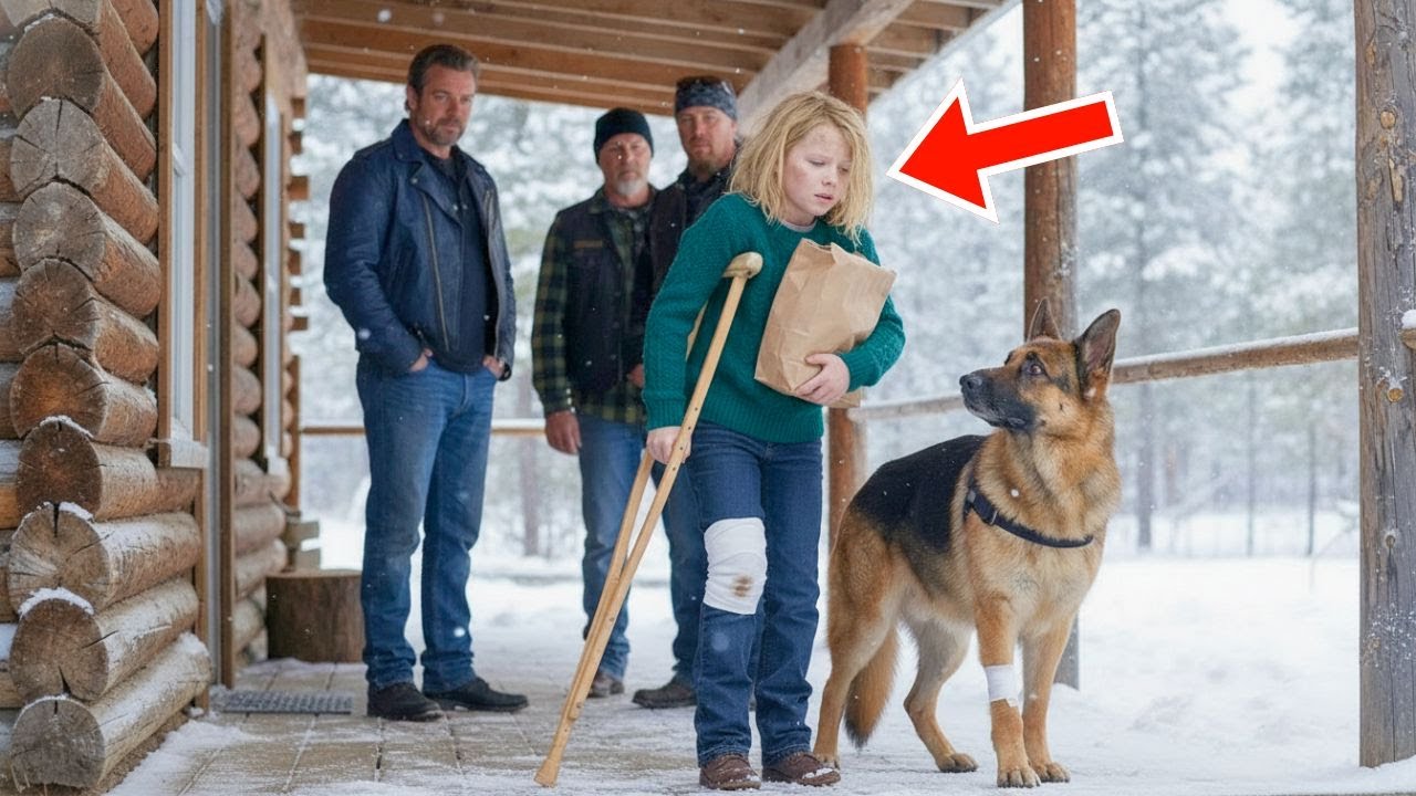 Motorradfahrer sahen ein kleines Mädchen und ihren verletzten Hund humpelnd als sie den Laden verlie