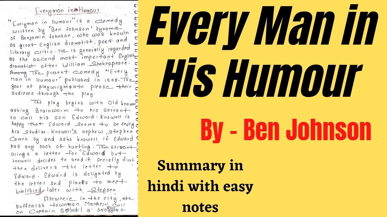 Every Man in His Humour By Ben Johnson Summary Themes and Analysis | Every Man in His Humour