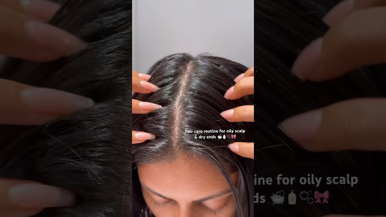 ASMR Hair Care Routine For Oily Scalp & Dry Ends 🛁🧴🫧🎀