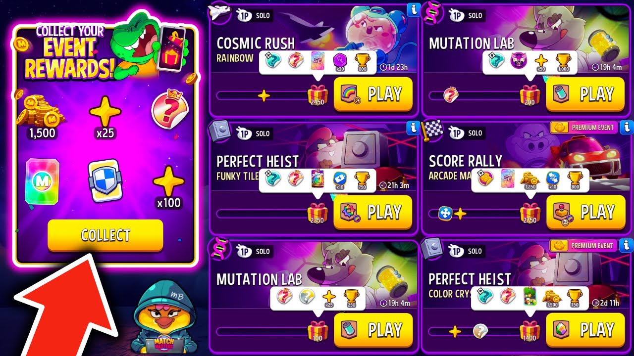 LAST EVENT GIFTS 🔥 x6 Solo: Funky Tiles, Arcade Man, Color Crystals, Rainbow Rush, Mutation Lab x2