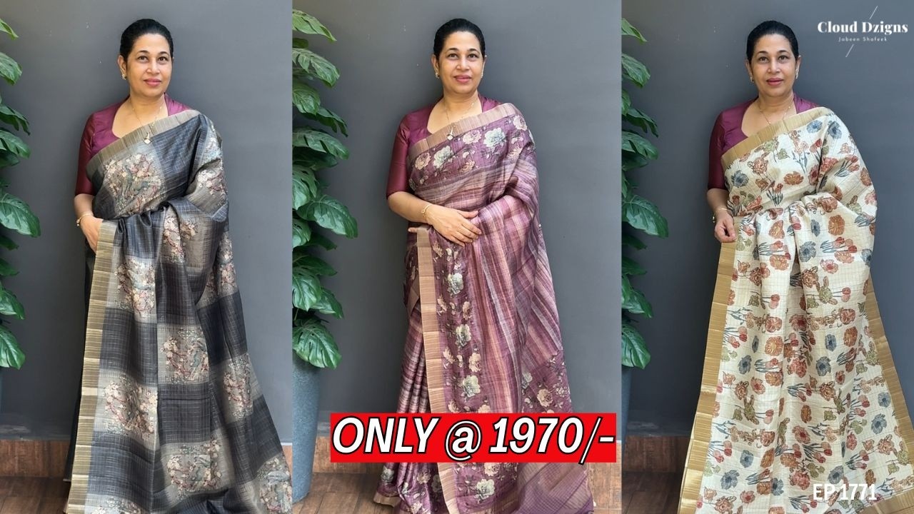 Ep 1771 | Semi Tussar Silk Sarees Only @ 1970/- Cloud Dzigns |