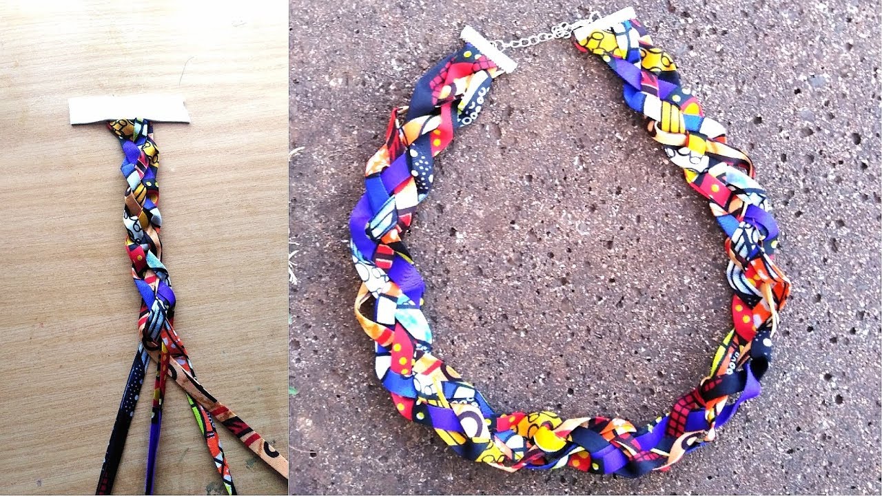 No Sew- Fabric Woven Necklace Ankara  Wax