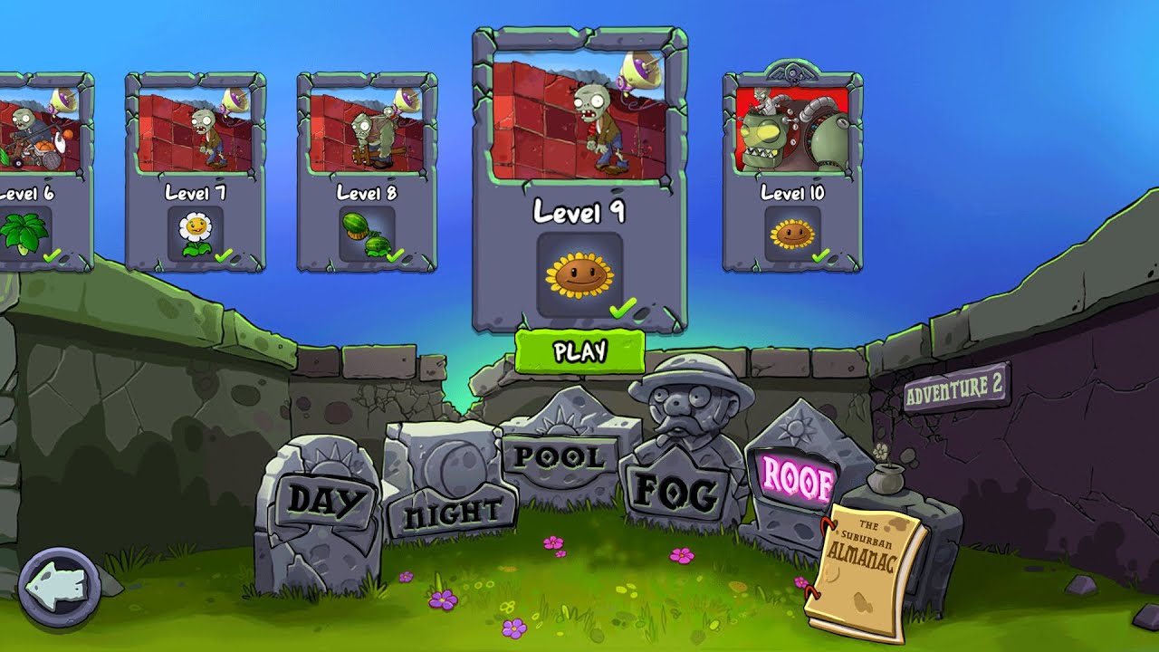 PLANTS VS ZOMBIES (ROOF) LEVEL 9