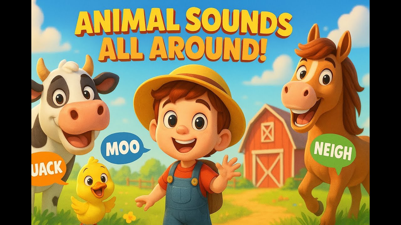 Animal Sounds All Around!   Fun Farm Song for Kids   Moo Moo, Quack Quack, Neigh Neigh!