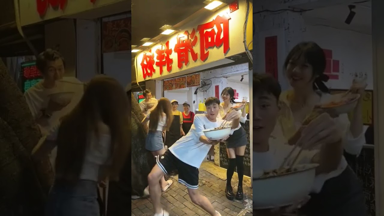 Chinese guy dancing with food meme