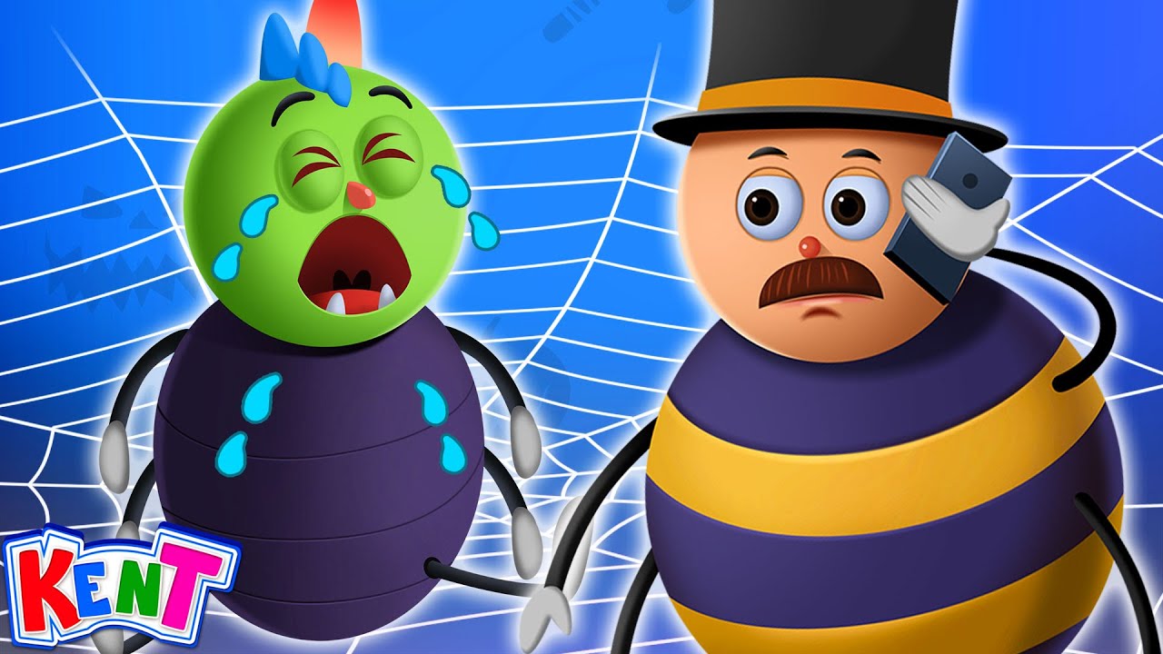 Five Funny Spiders Crawling On The Web | Halloween Songs For Children | Kent The Elephant